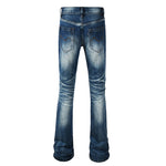 Load image into Gallery viewer, Todroki Storm Wash bleached blue flare denim – back