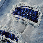 Load image into Gallery viewer, Todroki Indigo Shard – rhinestone panel detail