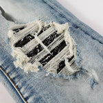 Load image into Gallery viewer, Todroki Mica Bloom – knee blowout with bandana-print inset