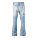 Load image into Gallery viewer, Todroki Pale Rupture light blue flare denim – back