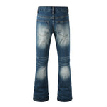 Load image into Gallery viewer, Todroki Indigo Breach indigo flare denim – back