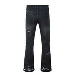 Load image into Gallery viewer, Todroki Night Weave black flare denim – back