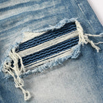Load image into Gallery viewer, Todroki Line Break – knee rip with stripe backing detail