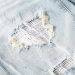 Load image into Gallery viewer, Todroki Slim-Fit White Rhinestone – Todroki Denim (4)