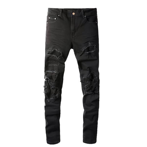 Todroki Shopio Black slim-fit black denim – front view