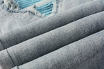 Load image into Gallery viewer, Todroki Cyan Lattice – denim fabric close-up
