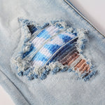 Load image into Gallery viewer, Todroki Thread Vein – striped patch repair detail