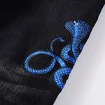 Load image into Gallery viewer, Todroki Cobalt Venom – blue snake embroidery detail