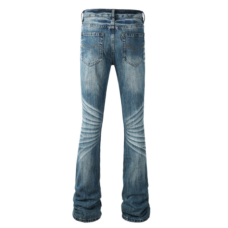 Todroki Salt Blue blue flare denim – back