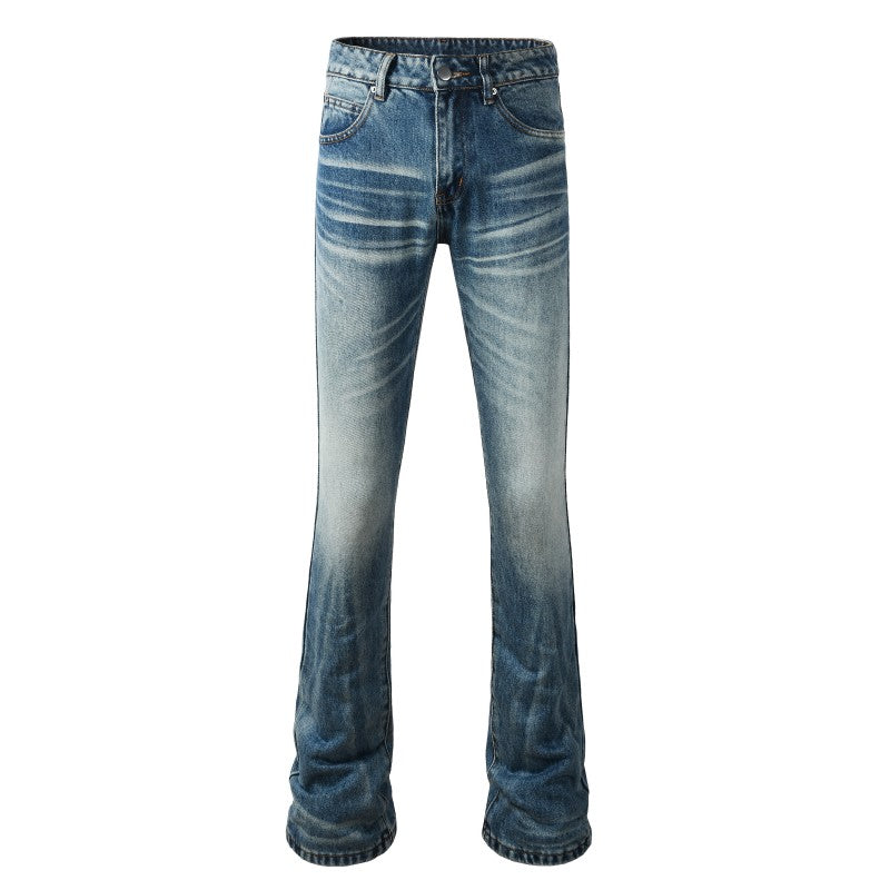 Todroki Tide Blue bleached blue flare denim – front
