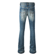 Todroki Tide Blue bleached blue flare denim – back