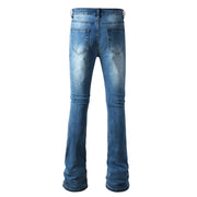 Todroki Blue Crease mid blue flare denim – back