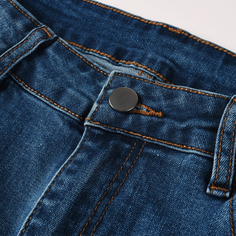 Todroki Blue Crease – waistband and button detail