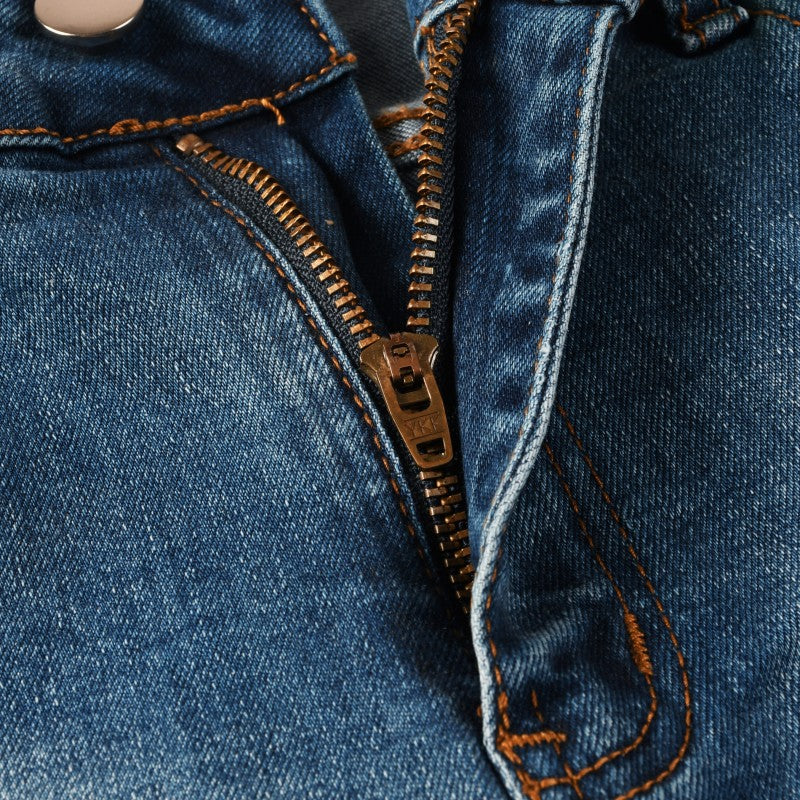 Todroki Blue Crease – zip and fly detail