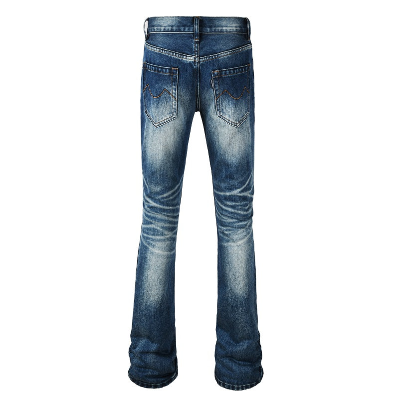 Todroki Storm Wash bleached blue flare denim – back