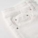 Load image into Gallery viewer, Todroki Frost White Rhinestone slim-fit white denim (3)