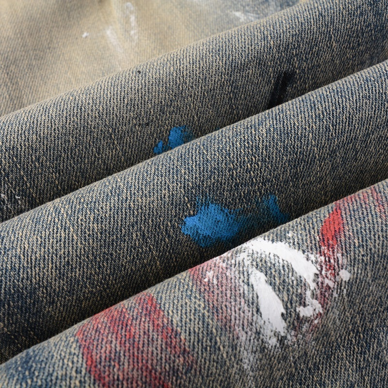 Todroki Dust Signal – denim and paint close-up