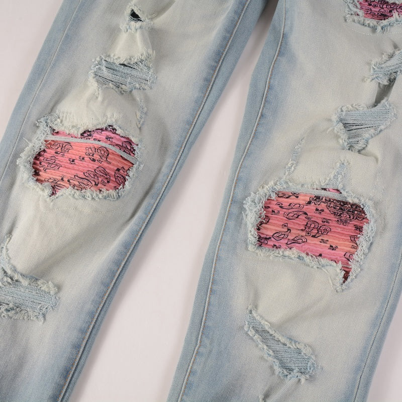 Todroki Coral Drift – pink paisley panel detail