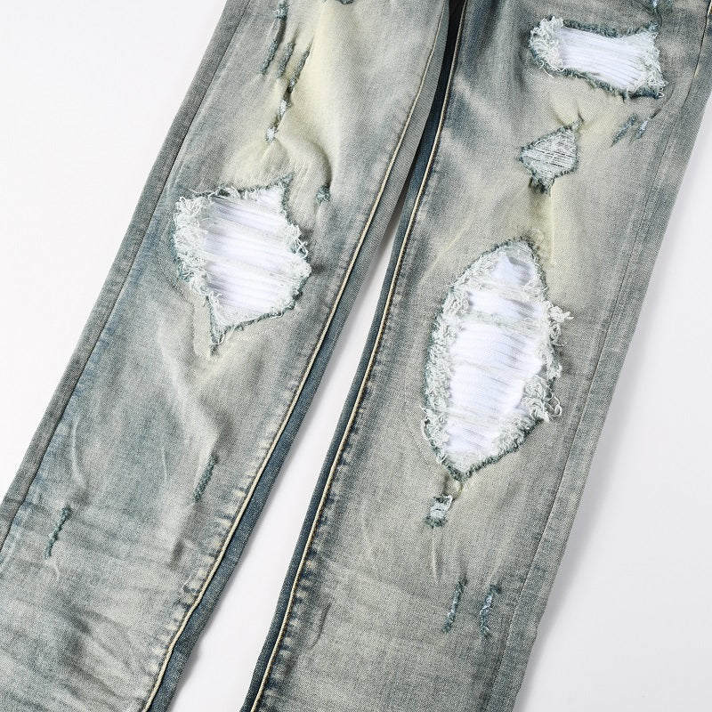 Todroki Kiln Drift – knee repair with white knit underlay