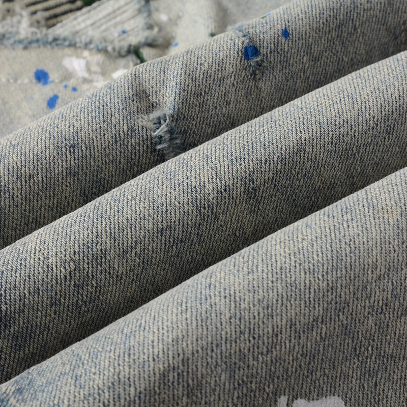 Todroki Marble Riot – denim fabric close-up