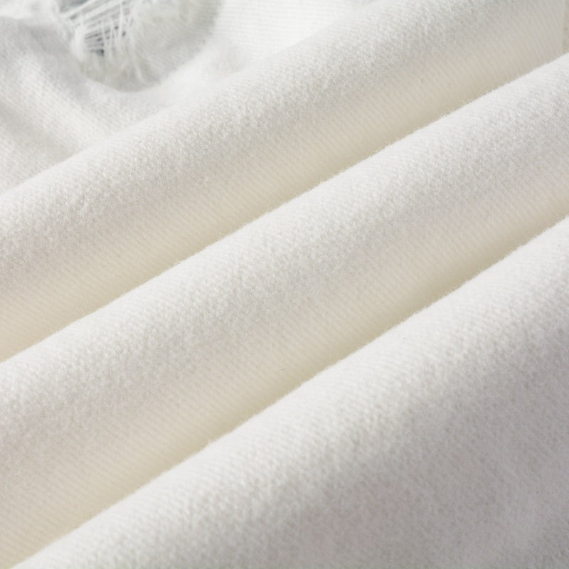 Todroki Ivory Thorn – white denim close-up