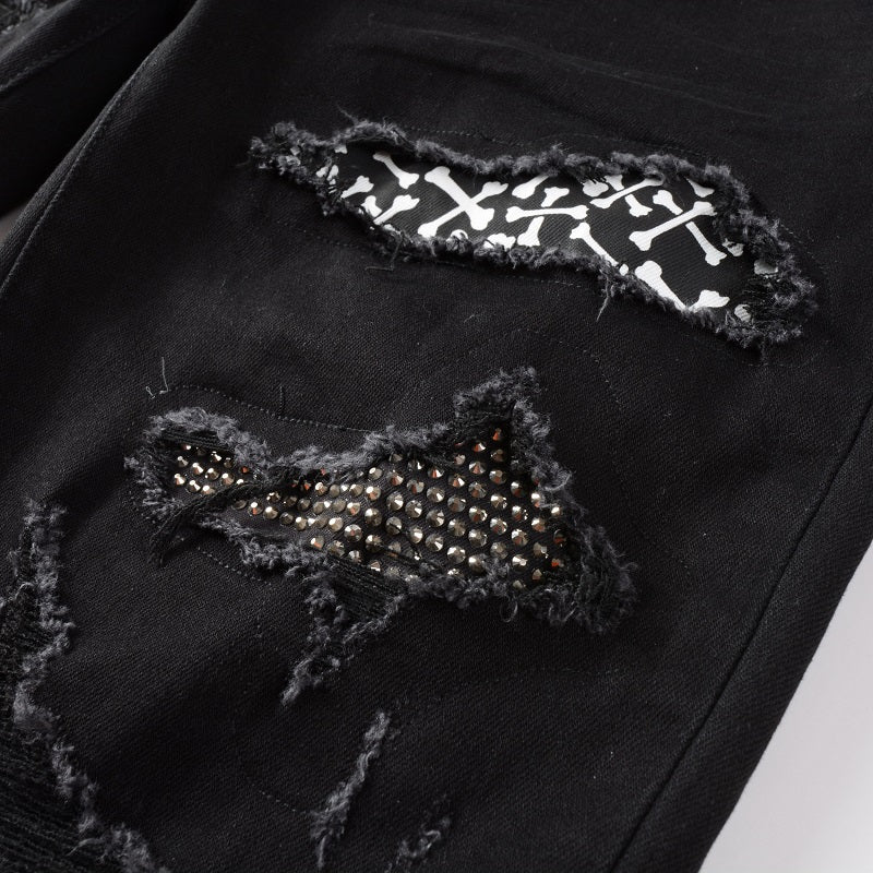 Todroki Nocturne Mosaic – printed and studded patch repair detail
