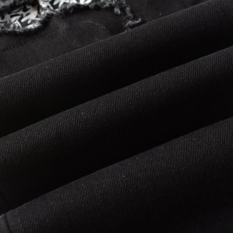 Todroki Nocturne Mosaic – denim fabric close-up