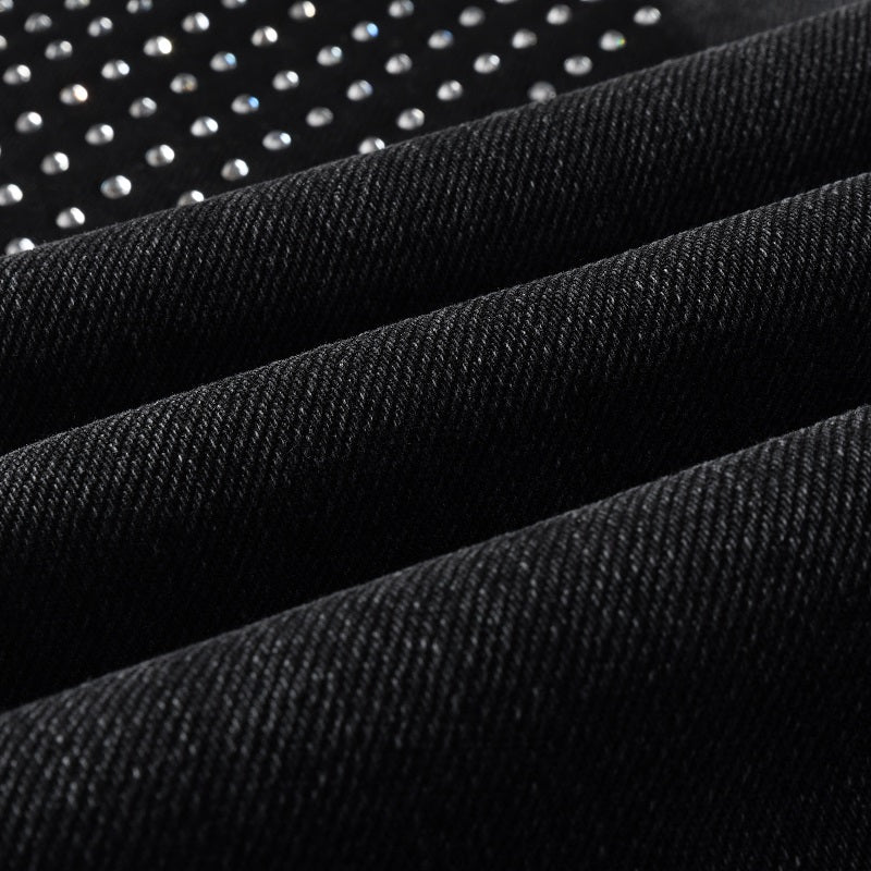 Todroki Pewter Anvil – denim fabric with studded panel