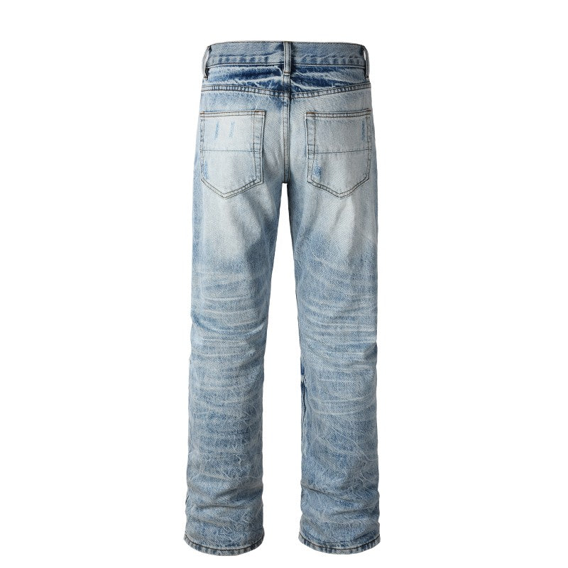 Todroki Chroma Slash light blue straight denim – back