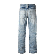 Todroki Chroma Slash light blue straight denim – back