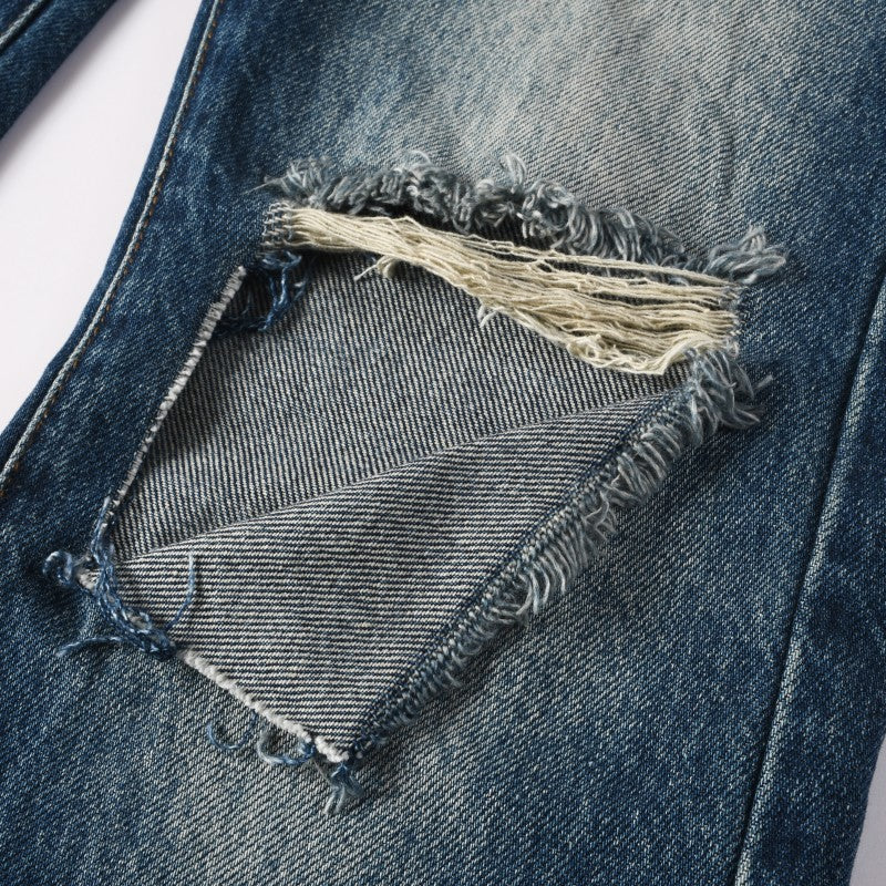 Todroki Indigo Breach – ripped knee close-up