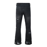 Todroki Night Weave black flare denim – back