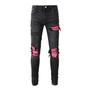 Todroki Slim-Fit Black Pink Patch – Todroki Denim