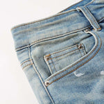 Load image into Gallery viewer, Todroki Slim-Fit Light Wash Crash