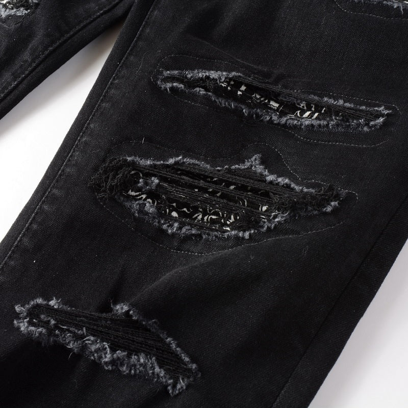 Todroki Slim-Fit Black Paisley