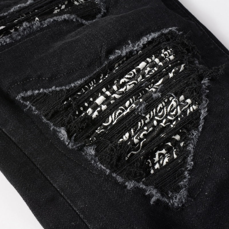 Todroki Slim-Fit Black Paisley