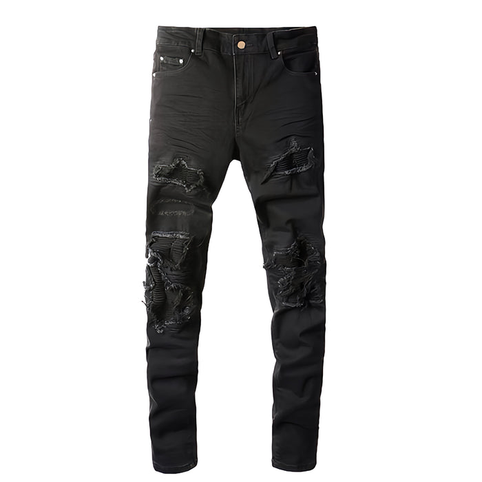 Todroki Shopio Black slim-fit black denim – front view
