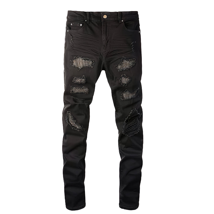 Todroki Slim-Fit Black Rhinestone – Todroki Denim