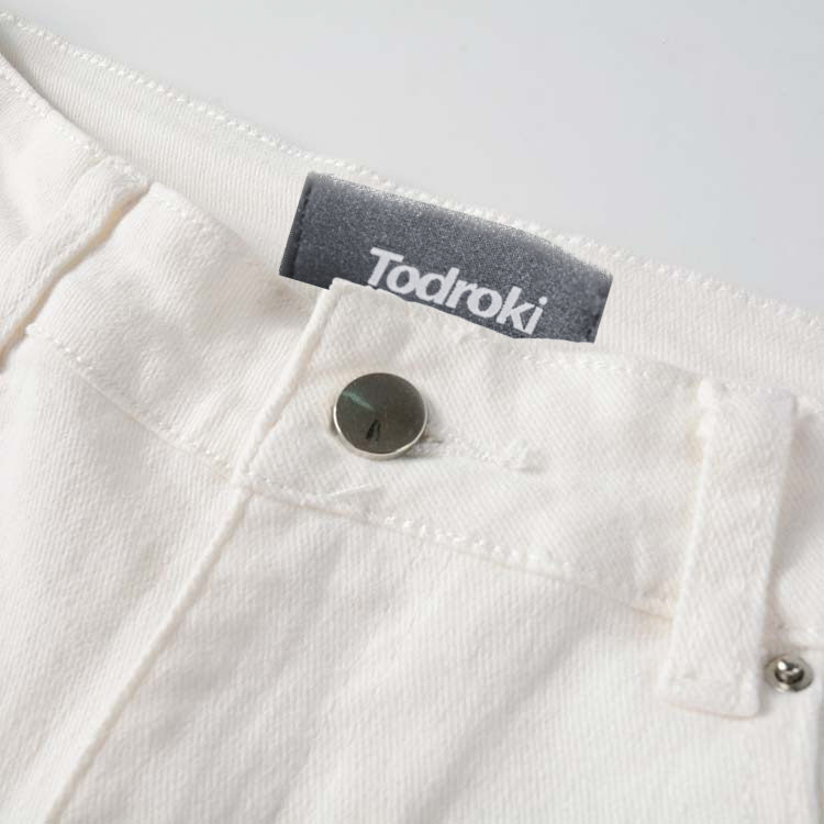 Todroki Frost White Rhinestone slim-fit white denim (2)
