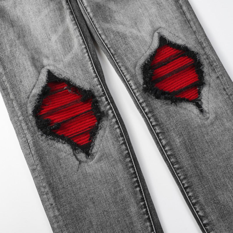 Todroki Grey Ember – red knee patch detail